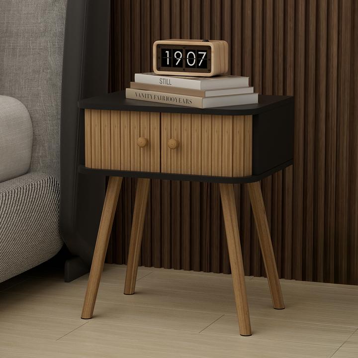 Produktbild Vicco Nachttisch Germo, Anthrazit/Bambus, 40 x 47 cm 2-er Set