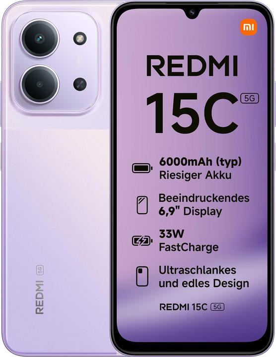 Produktbild Xiaomi Redmi 15C 5G Dual Sim 4GB RAM 128GB - Dusk Purple (128 GB, Dusk purple, 6.90", Dual SIM, 5G)