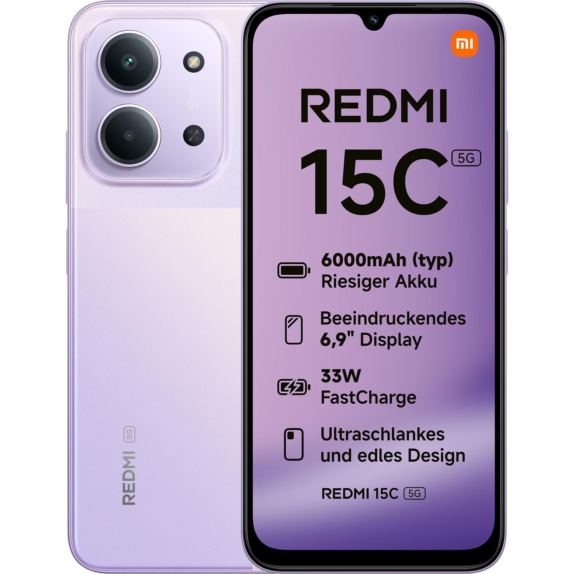 Xiaomi Redmi 15C 5G (128 GB, Dusk purple, 6.90", Dual SIM, 5G), Smartphone, Violett