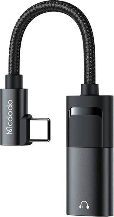 Actual product image Mcdodo USB-C to AUX mini jack 3.5mm + USB-C adapter, CA-1880 (black) (USB Type C, 3.5mm jack)