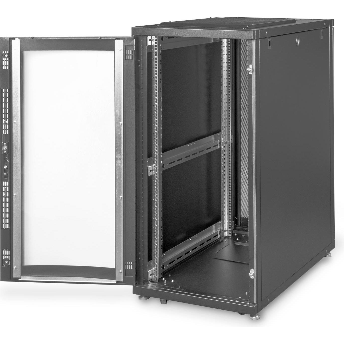 Thumbnail - Digitus Serverschrank 48,3cm 19Zoll 26HE schwarz H1338mm B600mm T1000mm mit Plexi-Glastuer inkl. 28xMonta... (26 HE, 19 ...