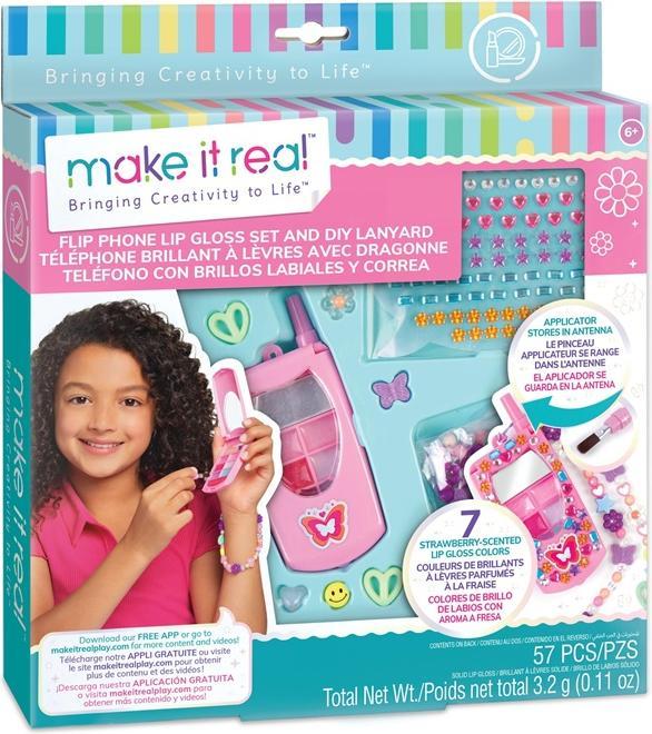Actual product image Make it Real Flip Phone Lip Gloss Set and DIY Lanyard