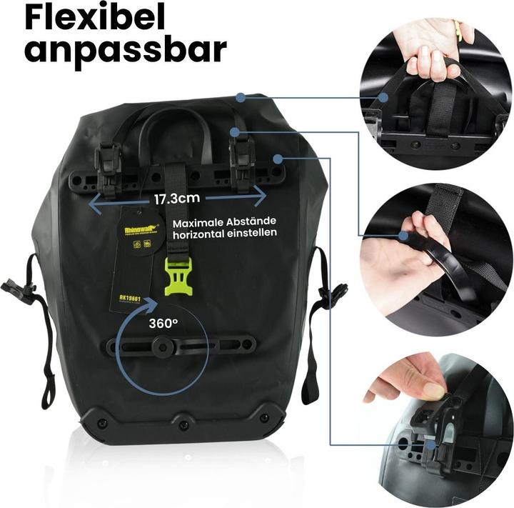Produktbild Hermex Velo-Tasche Bike-Tasche Fahrradtasche Gepäckträgertasche Rad-Tasche (25 l, Gepäckträgertasche)