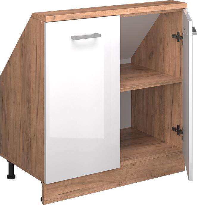 Gold power oak, White High Gloss