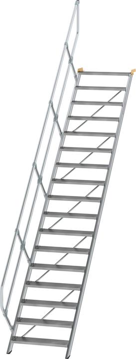 Produktbild kaiserkraft Treppe 45° Stufenbreite 800 mm 17 Stufen Aluminium geriffelt (Trittleiter, 80 cm)