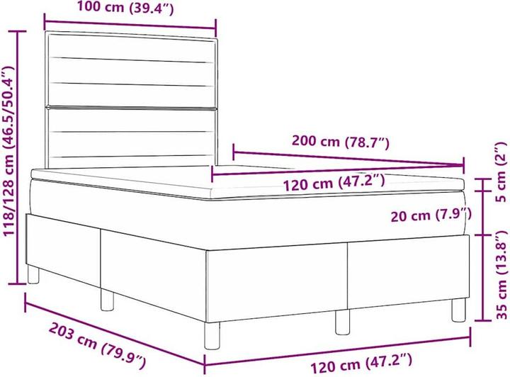 Produktbild vidaXL Boxspringbett (120 x 200 cm)