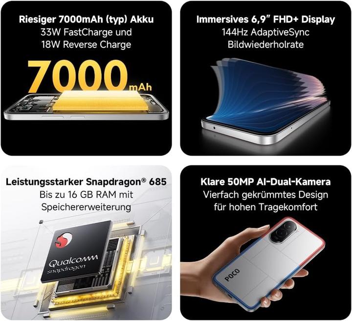Produktbild Xiaomi POCO M7 (256 GB, Silber, 6.90")