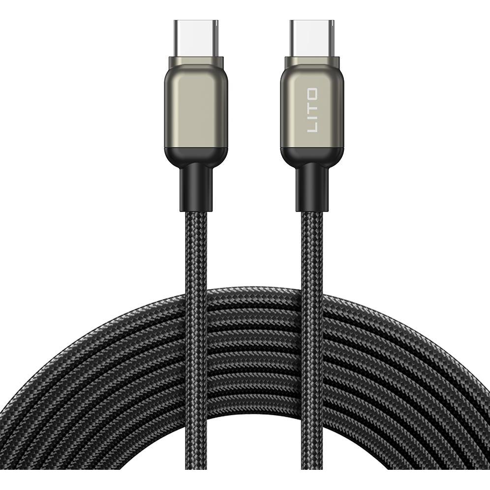 Lito - Data Cable (LD17) - Type-C to Type-C, Fast Charging, Braided Nylon - Black, Cavo USB