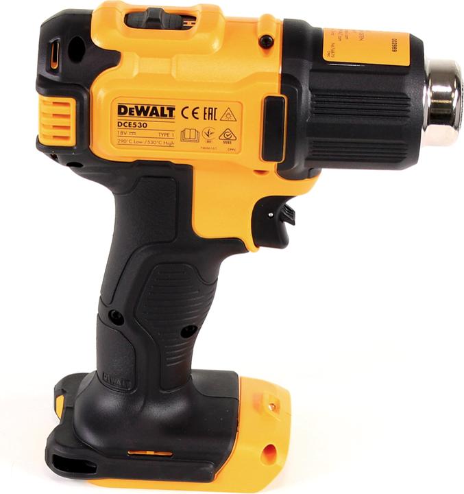 Produktbild DeWalt DCE 530 D1 Akku Heissluftpistole 18V 530°C + 1x Akku 2,0Ah + 1x Lader + Flächen- und