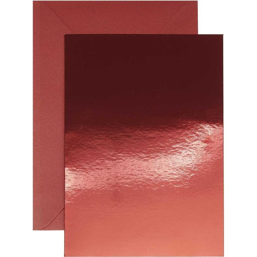 Rico Design, Karteikarten, Spiegelkarton/Perlmutt rot.300463 (20 x)