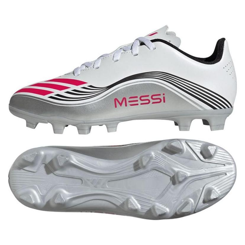 Adidas, Jungen, Fussballschuhe, F50 Messi Club Fg/Ag (34), Mehrfarbig, Rot, Silber, Weiss