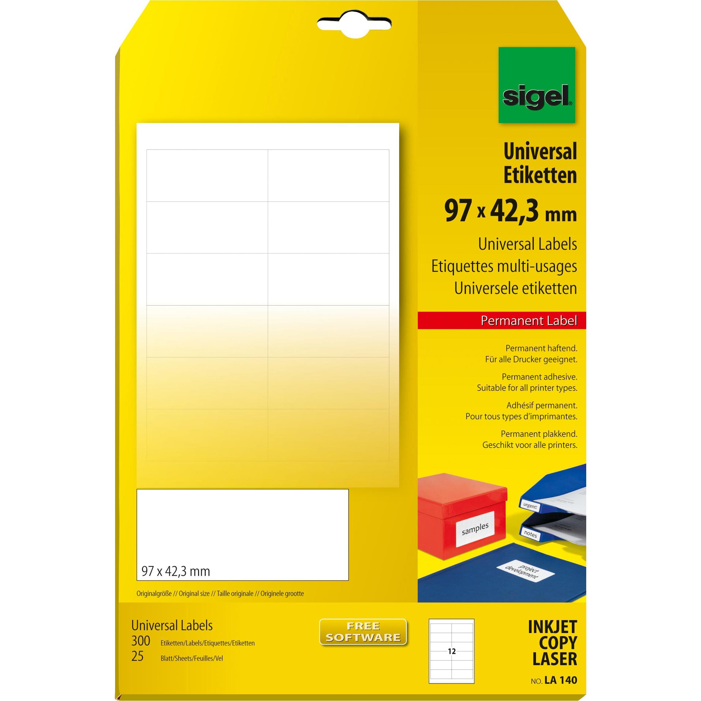 Sigel, Etiketten, Universal