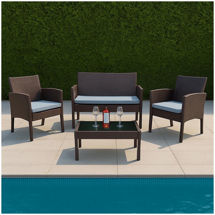 Actual product image HTI-Living Outdoor Möbel 4-teiliges Set Zita Braun-Beige (108 cm)
