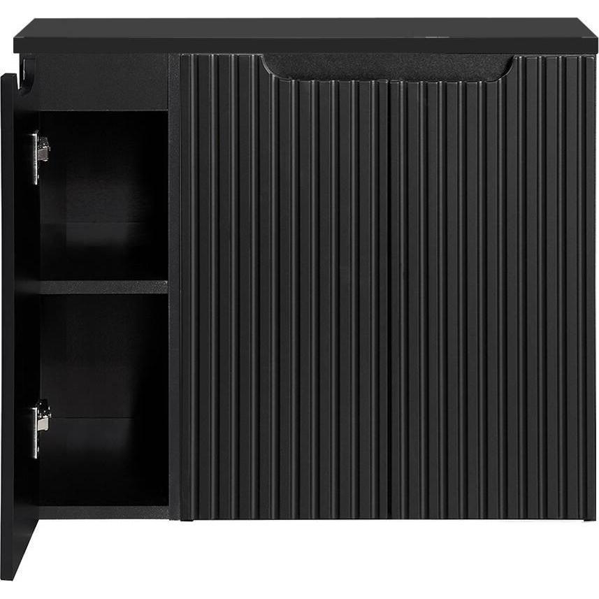 En.Casa, Waschbeckenunterschrank, Waschbeckenunterschrank Skelbolu mit 3 Türen 80x60x40cm Schwarz