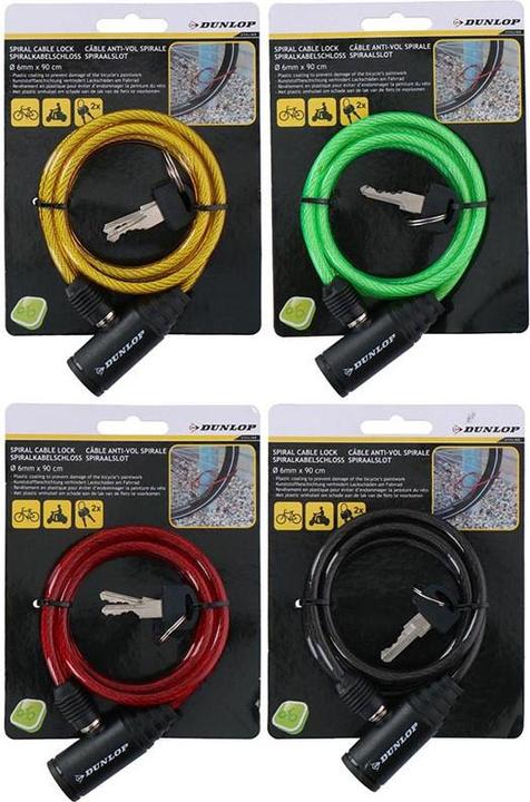 Actual product image Dunlop - Spiral-Fahrradschloss mit Schlüssel 90 cm (Gelb) (90 cm)