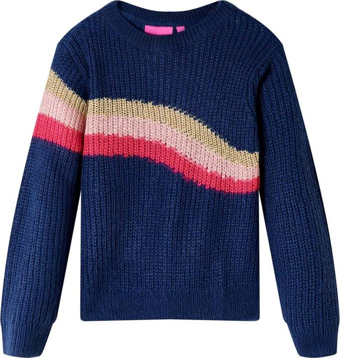 Produktbild vidaXL Kinderpullover Gestrickt Marineblau 128,Material: 67 (128)