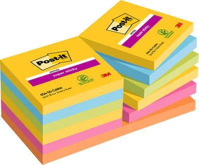 Produktbild Post-it Notizzettel Super Sticky 76 x 76 mm, Mehrfarbig, 12 Blöcke (76 x 76 mm)