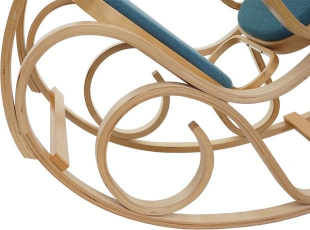 Produktbild Swisshandel24 Schaukelstuhl, Schwingsessel Fernsehsessel, Massiv-Holz - Eiche-Optik, Stoff/Textil grün