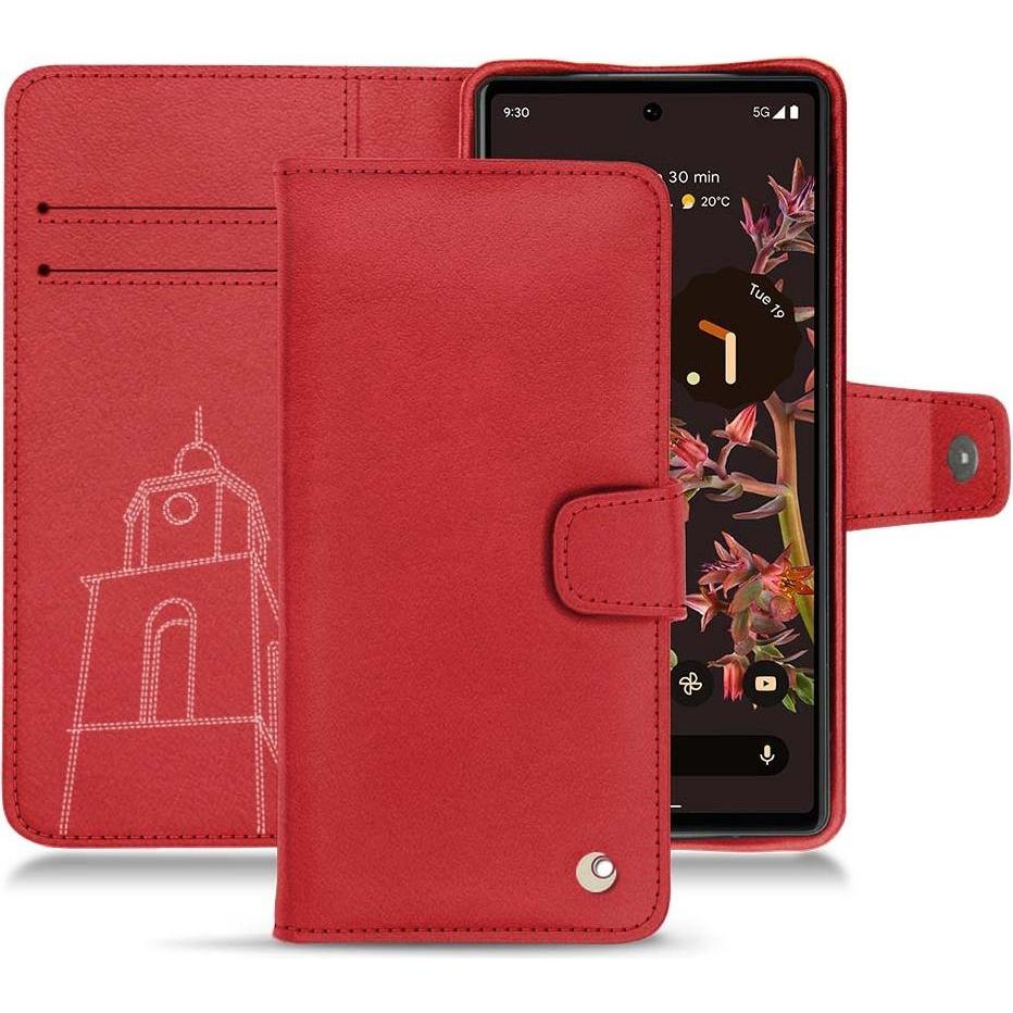 Noreve Lederschutzhülle Wallet (Google Pixel 6), Smartphone Hülle, Rot