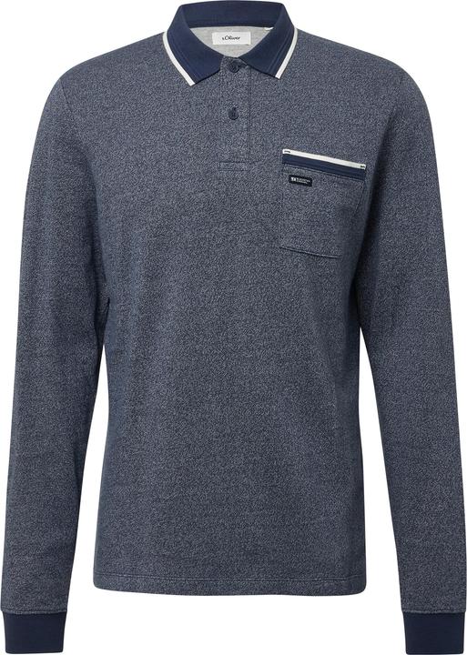Produktbild s.Oliver Polo-Shirt Langarm-Polo mit Bündchen in Melange-Optik (M)