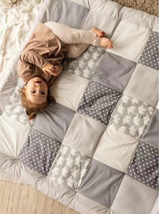 Immagine prodotto Ullenboom Coperta gattonante elefanti grigi 120 x 120 cm