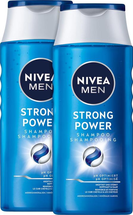 Produktbild NIVEA MEN Strong Power pH-Optimal Shampoo DUO (500 ml, Flüssiges Shampoo)