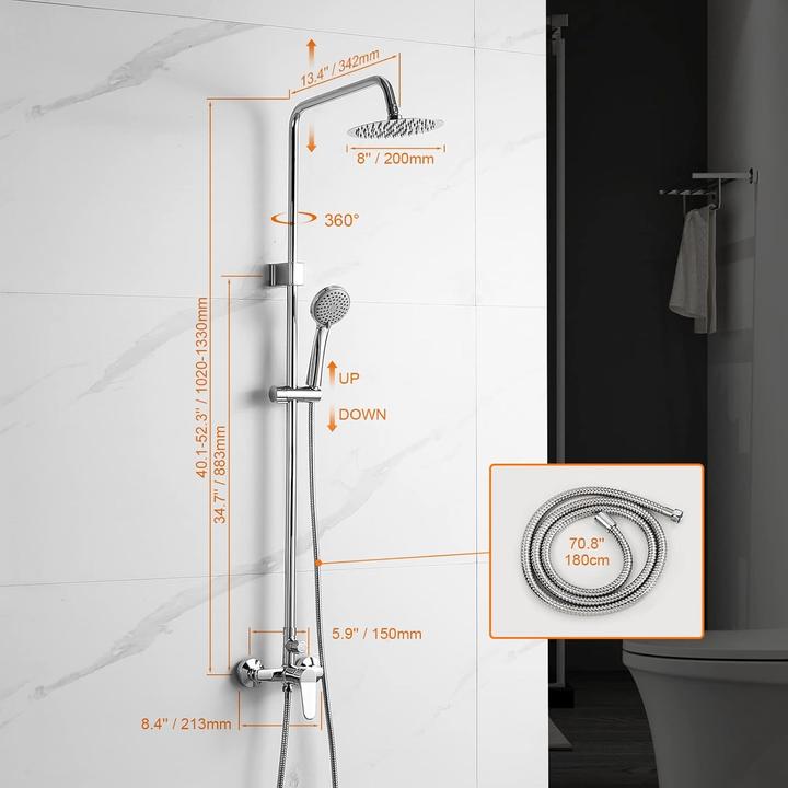 Actual product image Ibergrif Shower Column with Adjustable Rod