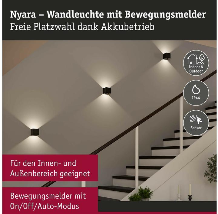 Immagine prodotto Paulmann Akkuwandleuchte Nyara (330 lm, IP44)