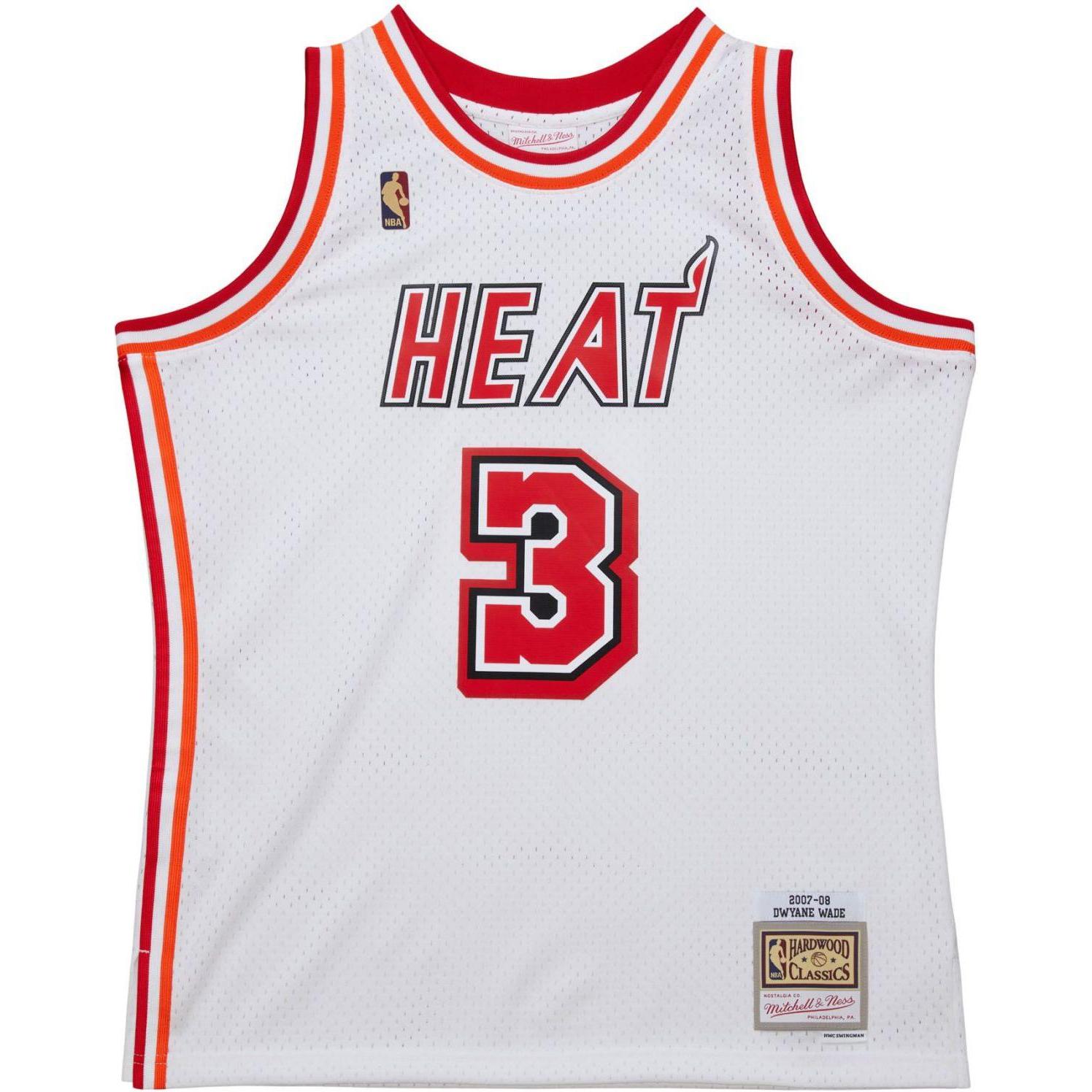 Mitchell & Ness, Herren, Sportshirt, Swingman Mesh Jersey Miami Heat 2007-08 Dwyane Wade - S (S), Weiss, S