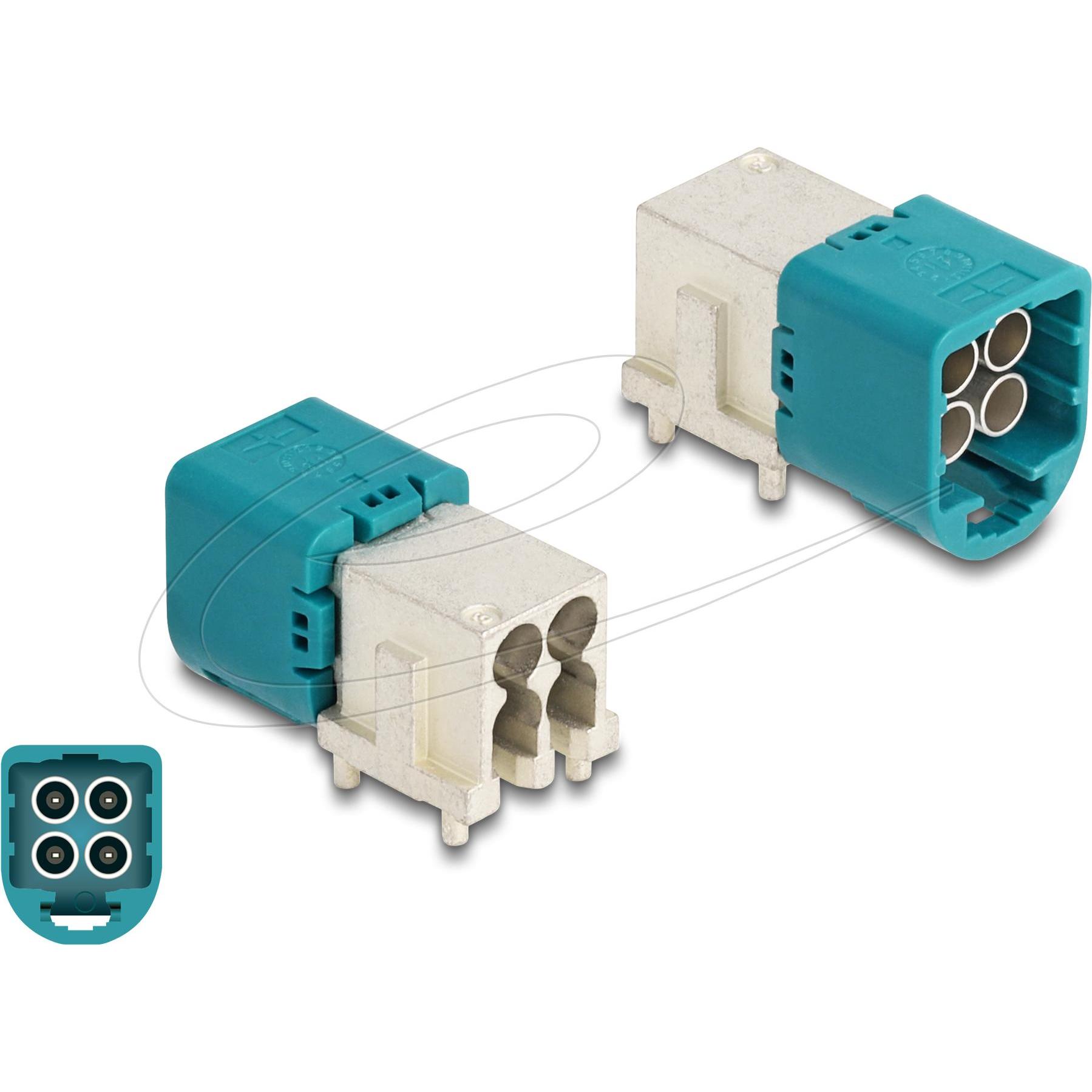 Delock Mini FAKRA Z plug quad angolato verso il basso PCB tipo A, Cavo + Spina elettrica, Blu