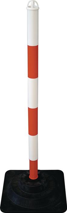 Produktbild Temka Sperrpfosten PE/PVC rot/weiss Ø 40 mm zum Aufstellen Pfostenkopf mit 4 Kettenaufnahmen