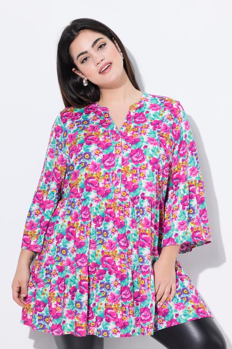 Image du produit Angel of Style Blouse-tunique avec col à patte de boutonnage, manches 3/4 et volants (44)