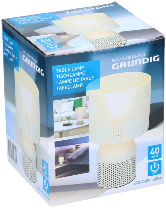 Produktbild Grundig Tischlampe perforierter Schirm weiss (220 lm, E27)