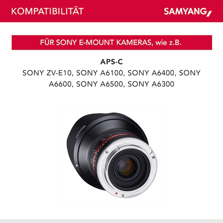 Immagine prodotto Samyang 12mm f/2 NCS CS - Sony E (Sony E, APS-C / DX)
