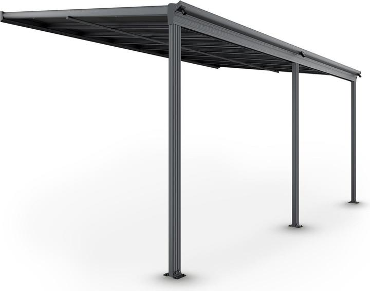 Image du produit Juskys Aluminium Terrassendach Borneo 4,9x3m mit Doppelsteg-Platten - Dunkelgrau
