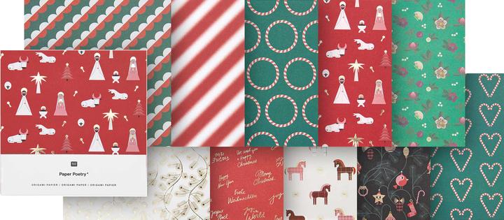 Produktbild Rico Design Faltblätter "Christmas Rocks!" 15x15cm, sortiert, 50 Blatt (70 g/m², 50x)