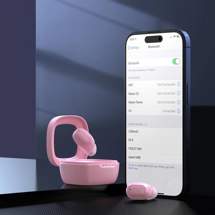 Actual product image Choetech MEMS wireless TWS Bluetooth 5.3 headphones - pink (17 h, Wireless)