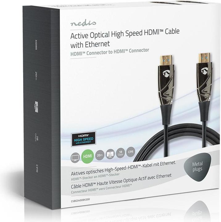 Productafbeelding Nedis Actieve Optische Hoge Snelheid? HDMI Kabel met Ethernet| HDMI Stekker| - Kabel - Dig (20 m)