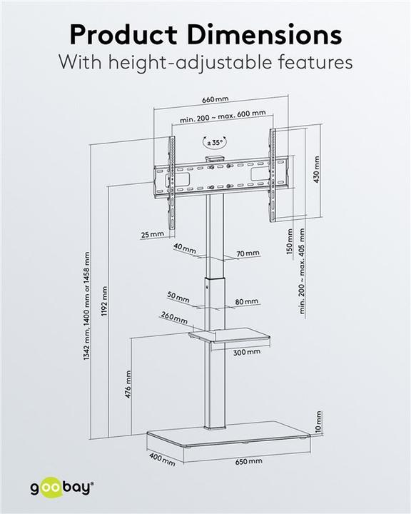 Immagine prodotto Goobay TV-Bodenständer Basic (Universale, 65", 40 kg)