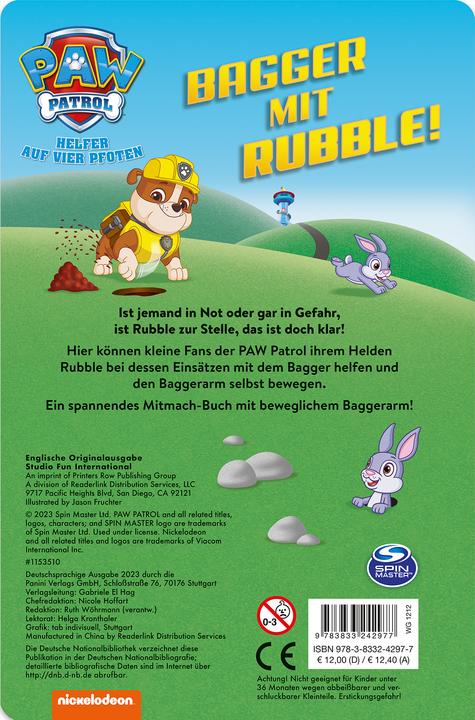 Actual product image Panini PAW Patrol: Bagger mit Rubble! (German, Panini, 2023)