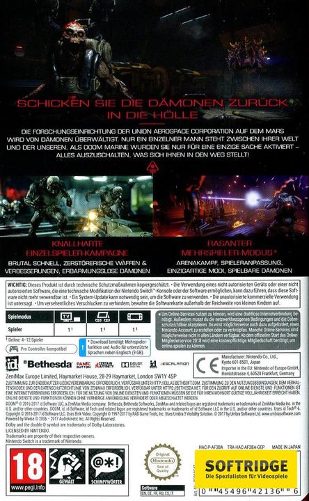 Actual product image Bethesda doom (Switch, DE)