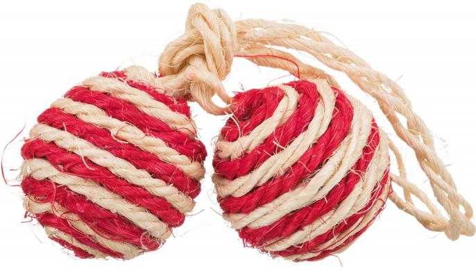Produktbild Trixie 2 Bälle am Seil Sisal D=4.5cm (Ballspielzeug Katze)