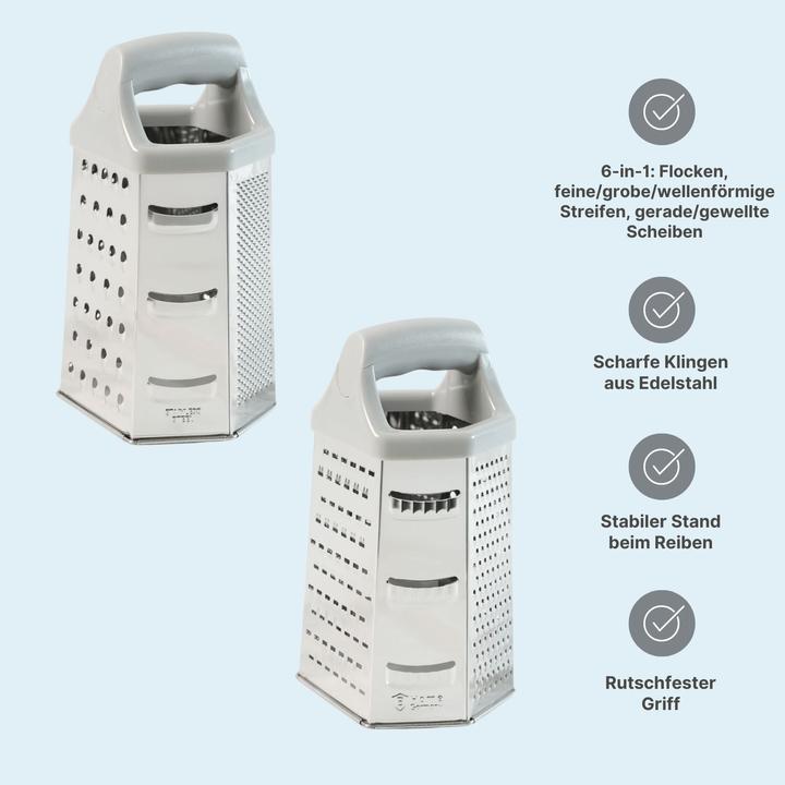 Produktbild B-Home XL Edelstahl-Küchenreibe Standreibe Sechskantreibe Gemüsereibe Handreibe