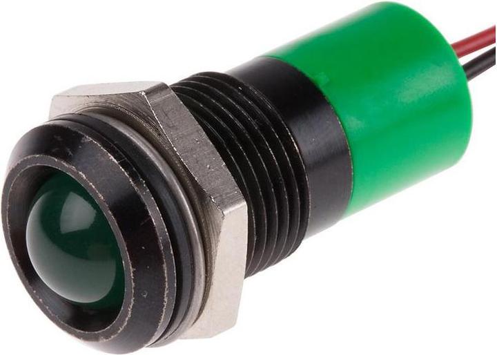 Produktbild RS PRO 14mm vorsteh schwar LED Drähte grü 24VDC