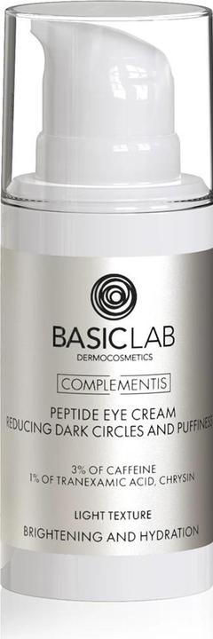 Produktbild BasicLab Complementis Peptide Eye Cream Reducing Dark Circles And Puffiness With 3% Caffeine. 1% (Augenpflege Gel, Tag, 15 ml)