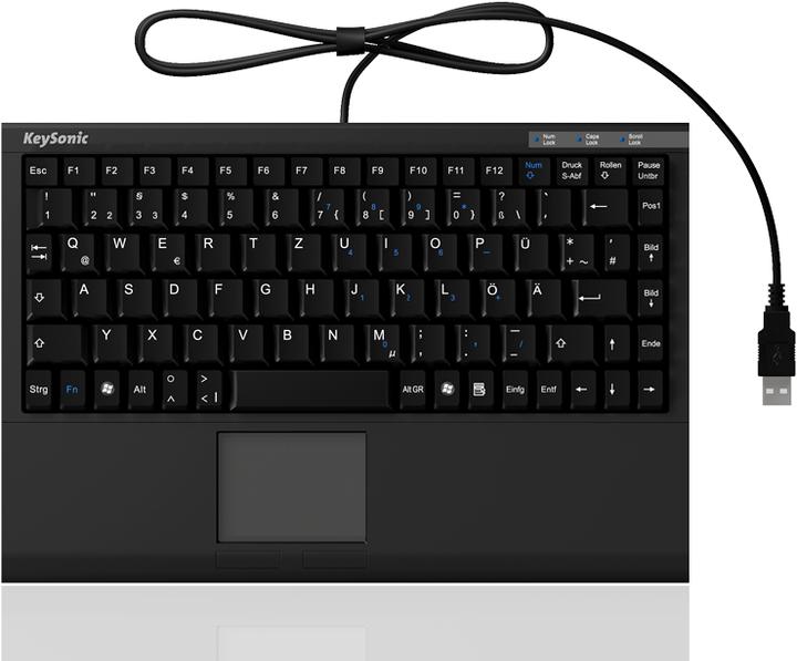 Actual product image KeySonic TAS ACK-540U+ Corded (DE) MINI Touchpad SoftSkin bw (DE, Cable)