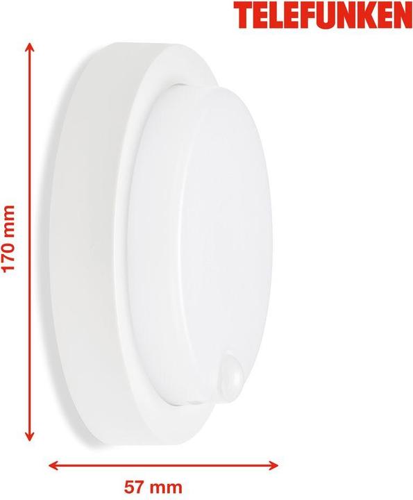 Actual product image Telefunken LED outdoor light, sensor, white, 1xLED board (1250 lm, IP44)