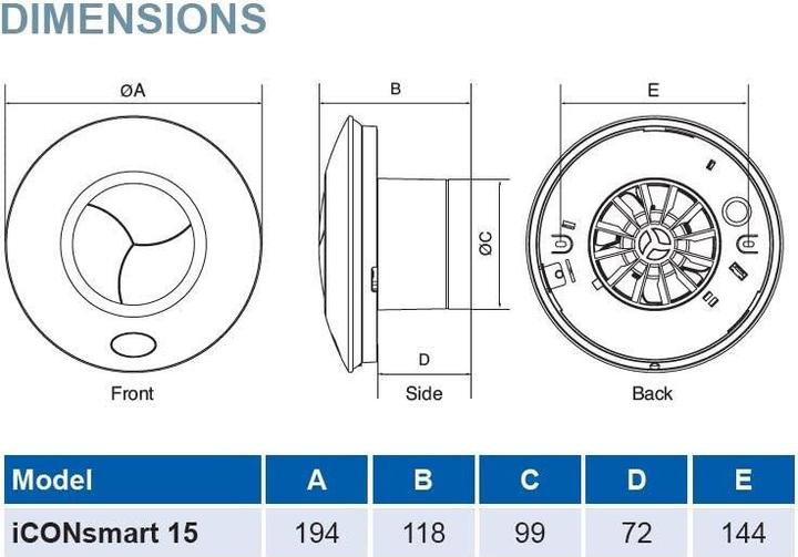 Actual product image Airflow Ventilateur extracteur connecté, silencieux, économe en énergie, commande par application