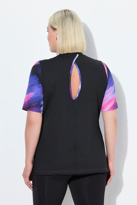 Actual product image Ulla Popken Cutout Abstract Print Short Sleeve Tee (56)