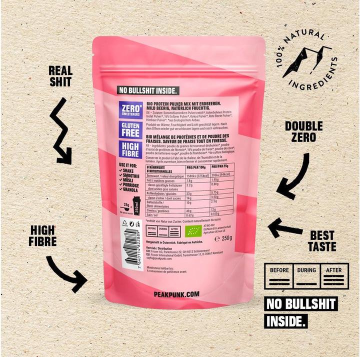 Produktbild Peak Punk Bio High Protein Shake (Strawberry, 1 Stk., 250 g)